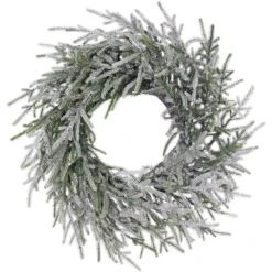 36 In. Light Flocked Battery Operated Prelit LED Artificial Christmas Wreath With Timer