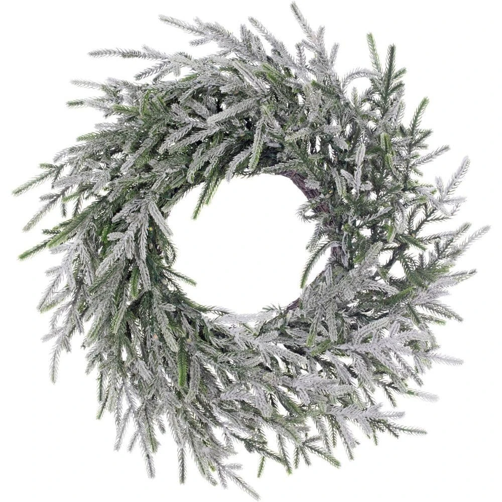 36 In. Light Flocked Battery Operated Prelit LED Artificial Christmas Wreath With Timer 3 36 In. Light Flocked Battery Operated Prelit LED Artificial Christmas Wreath With Timer