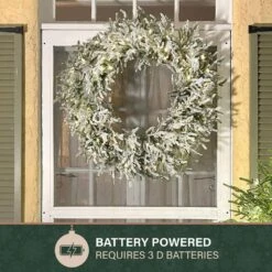 36 In. Light Flocked Battery Operated Prelit LED Artificial Christmas Wreath With Timer 22 36 In. Light Flocked Battery Operated Prelit LED Artificial Christmas Wreath With Timer -Christmas Decor Shop fraser hill farm christmas wreaths ffrf036w 5msn 77 1000