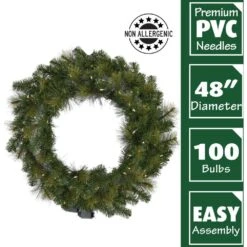 48 In. Southern Peace Artificial Holiday Wreath With Clear Battery-Operated LED String Lights 6 48 In. Southern Peace Artificial Holiday Wreath With Clear Battery-Operated LED String Lights -Christmas Decor Shop fraser hill farm christmas wreaths ffsp048w 5gr e1 1000