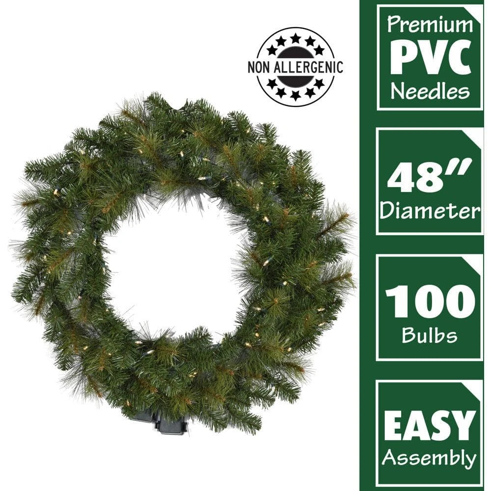 48 In. Southern Peace Artificial Holiday Wreath With Clear Battery-Operated LED String Lights 4 48 In. Southern Peace Artificial Holiday Wreath With Clear Battery-Operated LED String Lights - Image 2