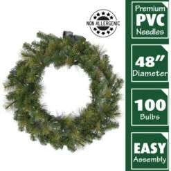 48 In. Southern Peace Artificial Holiday Wreath With Multi-Colored Battery-Operated LED String Lights 9 48 In. Southern Peace Artificial Holiday Wreath With Multi-Colored Battery-Operated LED String Lights -Christmas Decor Shop fraser hill farm christmas wreaths ffsp048w 6gr 1f 1000