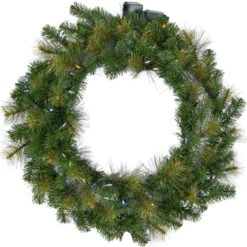 48 In. Southern Peace Artificial Holiday Wreath With Multi-Colored Battery-Operated LED String Lights