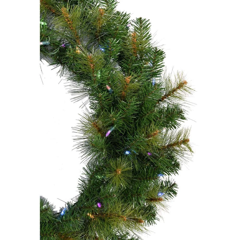 48 In. Southern Peace Artificial Holiday Wreath With Multi-Colored Battery-Operated LED String Lights 4 48 In. Southern Peace Artificial Holiday Wreath With Multi-Colored Battery-Operated LED String Lights - Image 2