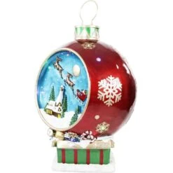 34.5 In. Christmas Musical Santa And Flying Sleigh Ornament In Red With Long-Lasting LED Lights -Christmas Decor Shop fraser hill farm christmas yard decorations ffrs034 orn3 rd 1f 1000