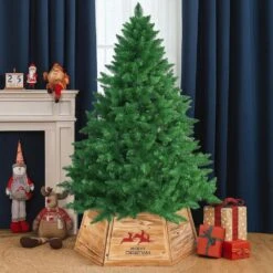 Natural Wood Christmas Tree Collar With Deer Pattern Panels Foldable Ring Box Cover And Festive Base Wrap -Christmas Decor Shop gardenised christmas tree collars qi004868 4f 1000