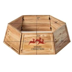 Natural Wood Christmas Tree Collar With Deer Pattern Panels Foldable Ring Box Cover And Festive Base Wrap -Christmas Decor Shop gardenised christmas tree collars qi004868 fa 1000