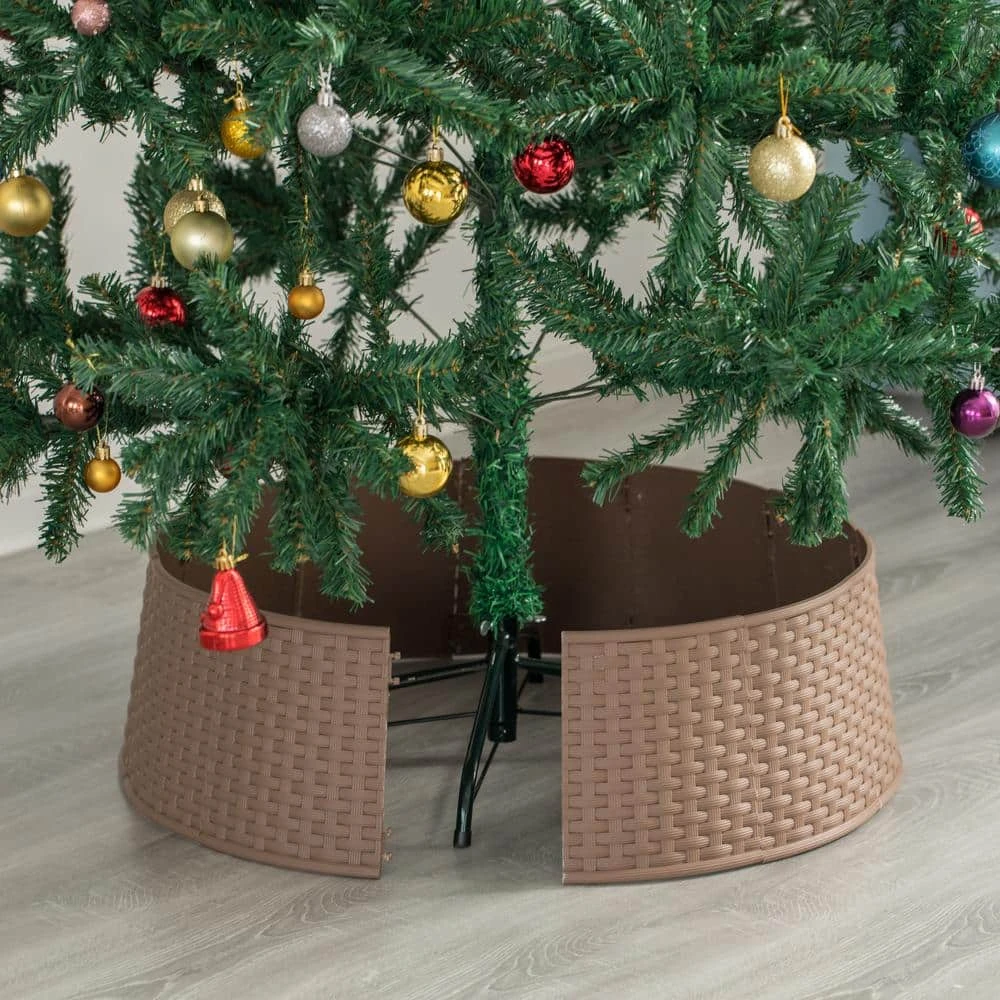 25 In. Brown Large Rattan Collar Christmas Tree Skirt 10 25 In. Brown Large Rattan Collar Christmas Tree Skirt - Image 8