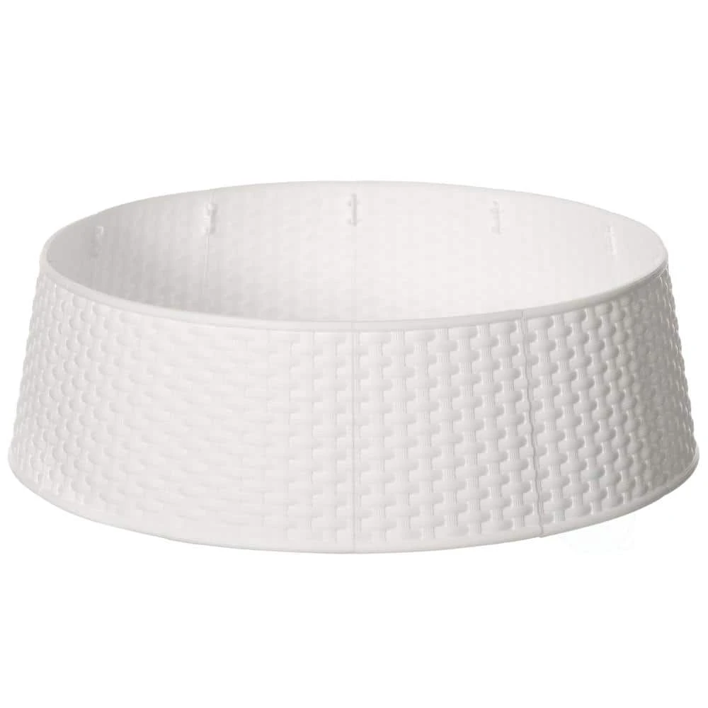 White Plastic Large Rattan Christmas Tree Skirt 9 White Plastic Large Rattan Christmas Tree Skirt - Image 7