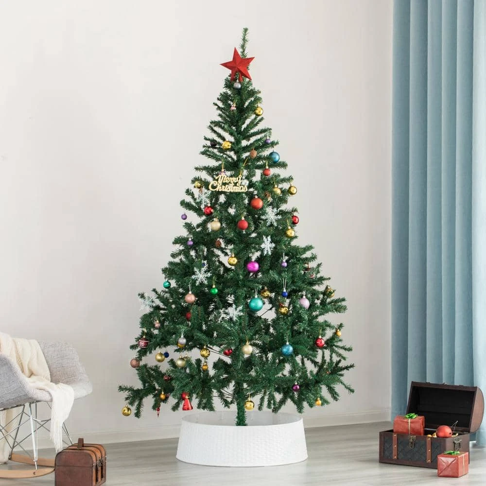White Plastic Large Rattan Christmas Tree Skirt 7 White Plastic Large Rattan Christmas Tree Skirt - Image 5