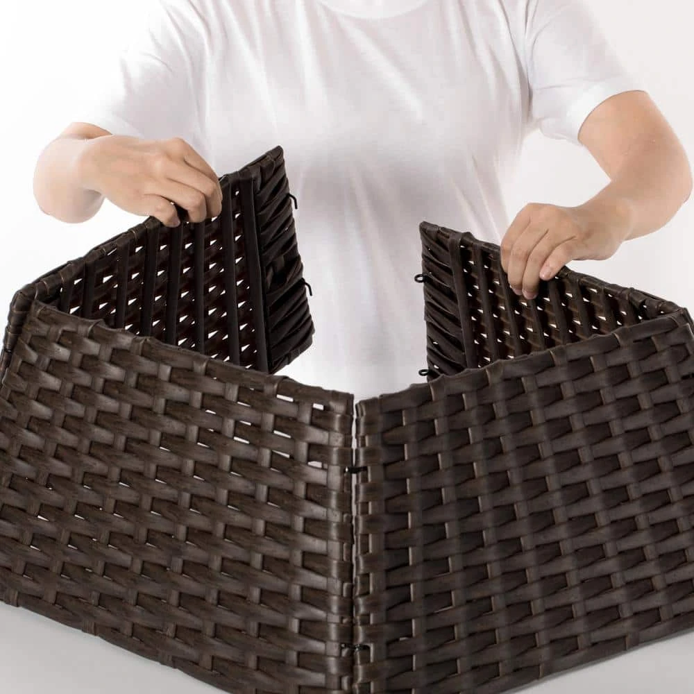 Brown Plastic, Rattan Foldable Christmas Tree Skirt Collar Basket, Ring Base Stand Cover 11 Brown Plastic, Rattan Foldable Christmas Tree Skirt Collar Basket, Ring Base Stand Cover - Image 9