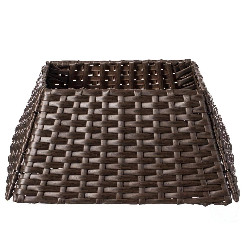 Brown Plastic, Rattan Foldable Christmas Tree Skirt Collar Basket, Ring Base Stand Cover 6 Brown Plastic, Rattan Foldable Christmas Tree Skirt Collar Basket, Ring Base Stand Cover - Image 4