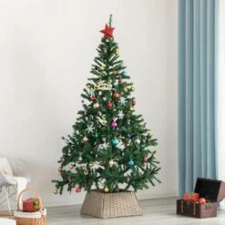 Grey Plastic, Rattan Foldable Christmas Tree Skirt Collar Basket, Ring Base Stand Cover -Christmas Decor Shop gardenised christmas tree skirts qi004155 gy 1f 1000