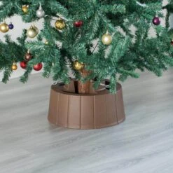 Brown Plastic Christmas Tree Stand With Screw Fastener -Christmas Decor Shop gardenised christmas tree stands qi003953 br 1f 1000