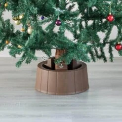 Brown Plastic Christmas Tree Stand With Screw Fastener -Christmas Decor Shop gardenised christmas tree stands qi003953 br 4f 1000