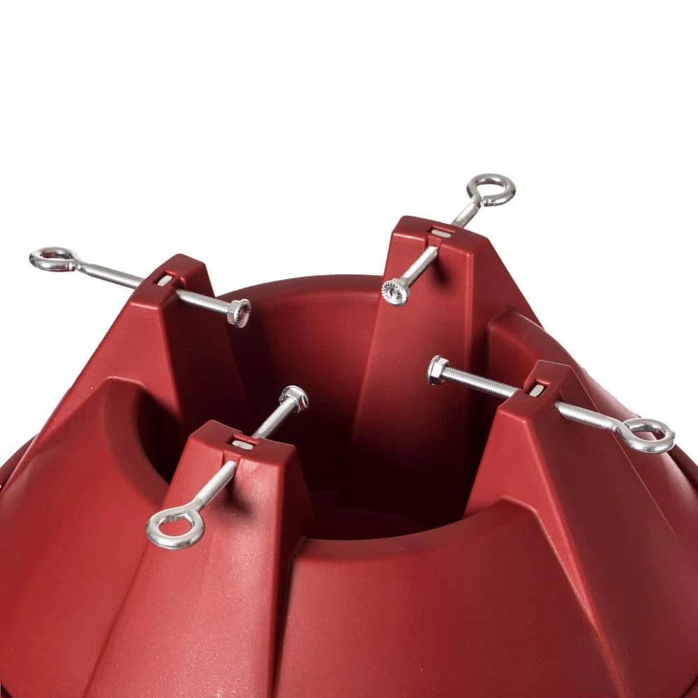 Red Plastic Christmas Tree Stand With Screw Fastener 5 Red Plastic Christmas Tree Stand With Screw Fastener - Image 3
