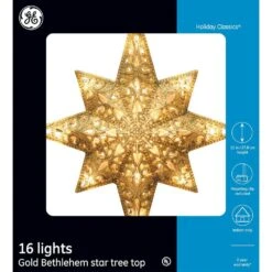 Holiday Classics 11 In. 16-Light Gold Glittered Bethlehem Star Tree Top -Christmas Decor Shop ge christmas tree toppers 71075hd 66 1000