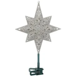 Holiday Classics 11 In. 16-Light Silver Glittered Bethlehem Star Tree Top -Christmas Decor Shop ge christmas tree toppers 71080hd 1d 1000