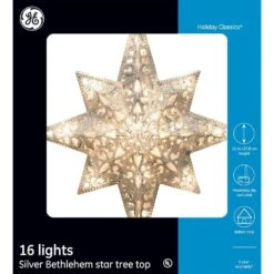 Holiday Classics 11 In. 16-Light Silver Glittered Bethlehem Star Tree Top -Christmas Decor Shop ge christmas tree toppers 71080hd 66 1000