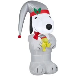 3.5 Ft. Airblown-Snoopy Holding Woodstock Platinum Accents-SM-Peanuts