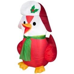 3.5 Ft. Inflatable Red Bird Wearing Hat And Scarf