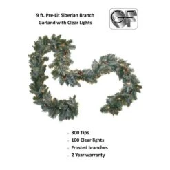 9 Ft. Pre-Lit Siberian Branch Garland With Clear Lights 5 9 Ft. Pre-Lit Siberian Branch Garland With Clear Lights -Christmas Decor Shop general foam christmas garland hd v97922c1 c3 1000