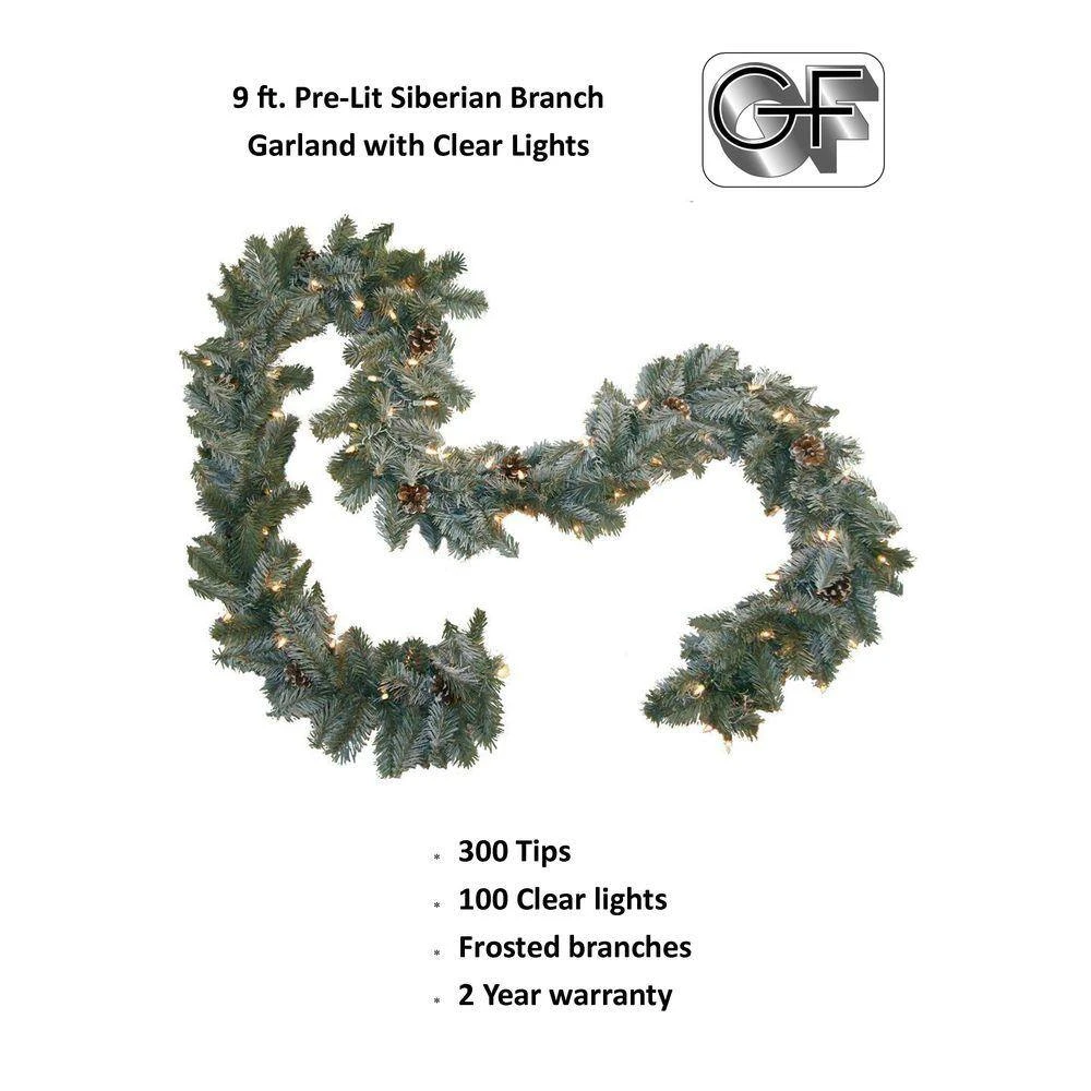 9 Ft. Pre-Lit Siberian Branch Garland With Clear Lights 4 9 Ft. Pre-Lit Siberian Branch Garland With Clear Lights - Image 2