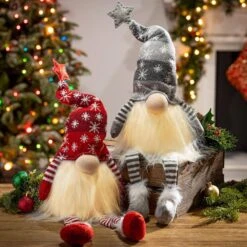 27 In. H B/O Lighted Holiday Plush Gnome Shelf Sitter (Set Of 2) -Christmas Decor Shop gerson international christmas figurines 2556720ec 31 1000