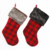 23 In. L Faux Fur Trimmed Buffalo Plaid Christmas Stockings (Set Of 4) -Christmas Decor Shop gerson international christmas stockings 2429720ec 64 1000