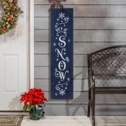 47.2 In. Battery Operated Lighted Wood Let It Snow Porch Sign With Easel -Christmas Decor Shop gerson international christmas wall decorations 2593040ec 31 1000