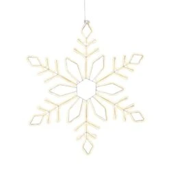 30.7 In. High Electric LED Cool White Neon Lit Hanging Snow Flake With Outdoor Adaptor