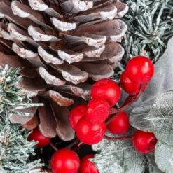 24 In. Snowy Pine Artificial Christmas Wreath With Red Berries Cone And Red Bow -Christmas Decor Shop gerson international christmas wreaths 2376450ec 4f 1000