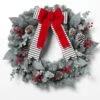 24 In. Snowy Pine Artificial Christmas Wreath With Red Berries Cone And Red Bow -Christmas Decor Shop gerson international christmas wreaths 2376450ec 64 1000