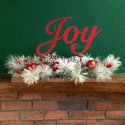 12.85 In. H X 20 In. L Christmas Metal In. Joy In. Floral Center Piece -Christmas Decor Shop glitzhome christmas centerpieces 2009900011 31 1000