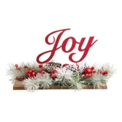 12.85 In. H X 20 In. L Christmas Metal In. Joy In. Floral Center Piece