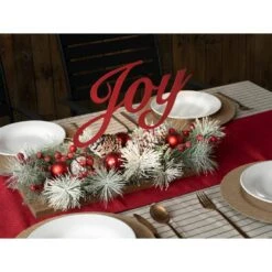 12.85 In. H X 20 In. L Christmas Metal In. Joy In. Floral Center Piece -Christmas Decor Shop glitzhome christmas centerpieces 2009900011 d4 1000
