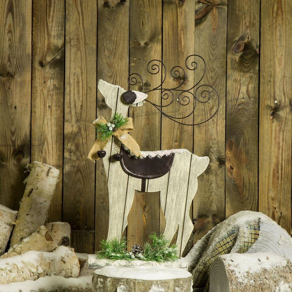 22.05 In. H Wooden/Iron Reindeer Figurine 8 22.05 In. H Wooden/Iron Reindeer Figurine - Image 6