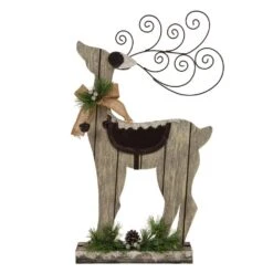 22.05 In. H Wooden/Iron Reindeer Figurine