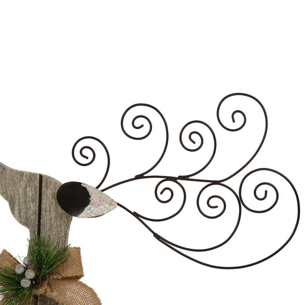 22.05 In. H Wooden/Iron Reindeer Figurine 4 22.05 In. H Wooden/Iron Reindeer Figurine - Image 2
