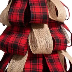 17 In. H Plaid Fabric/Burlap Table Tree (Set Of 2) 10 17 In. H Plaid Fabric/Burlap Table Tree (Set Of 2) -Christmas Decor Shop glitzhome christmas figurines 2009800009 1f 1000