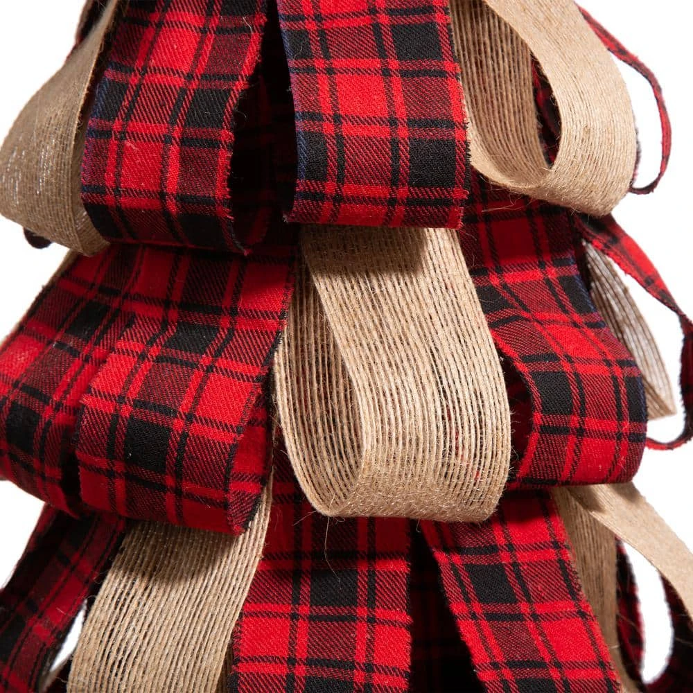 17 In. H Plaid Fabric/Burlap Table Tree (Set Of 2) 6 17 In. H Plaid Fabric/Burlap Table Tree (Set Of 2) - Image 4