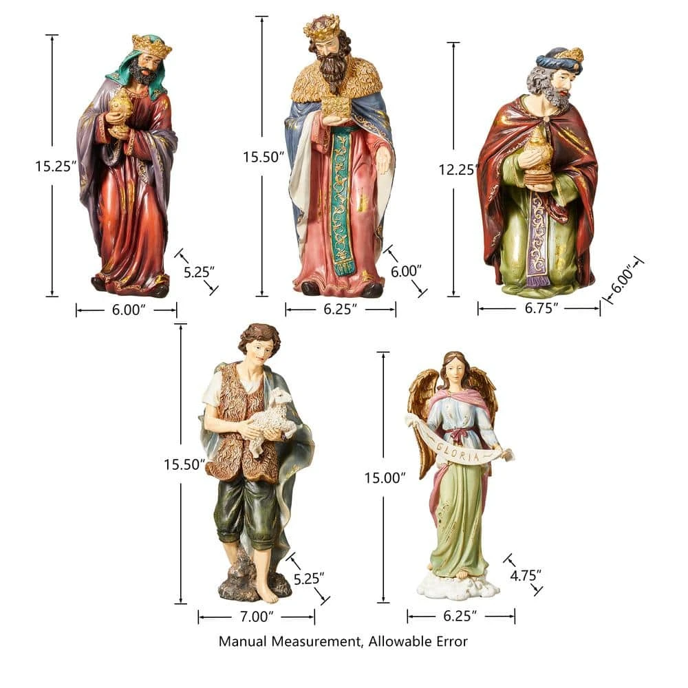 16 In. H Oversized Resin Nativity Figurine Set (12-Pieces) 6 16 In. H Oversized Resin Nativity Figurine Set (12-Pieces) - Image 4