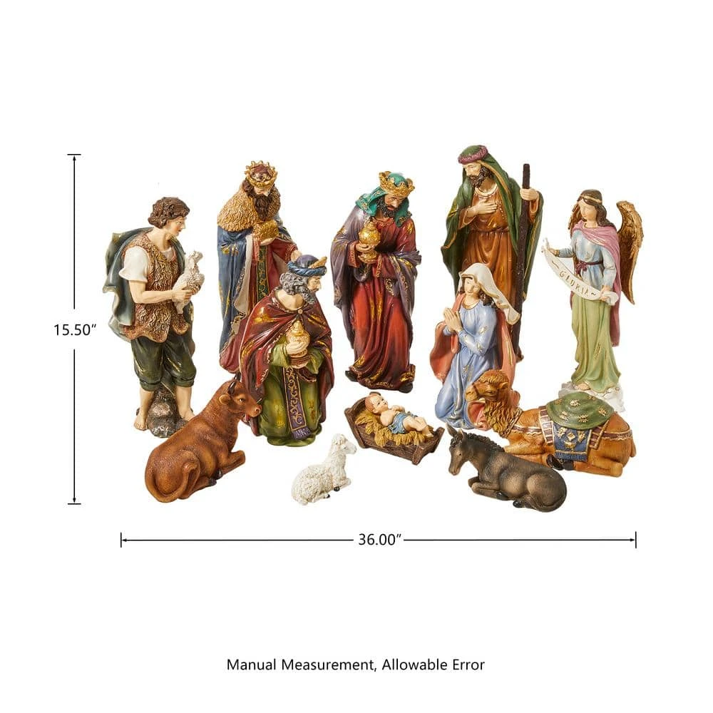 16 In. H Oversized Resin Nativity Figurine Set (12-Pieces) 5 16 In. H Oversized Resin Nativity Figurine Set (12-Pieces) - Image 3