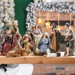 10 In. H Resin Nativity Figurine Set (12-Pieces) -Christmas Decor Shop glitzhome christmas figurines 2009900019 31 1000