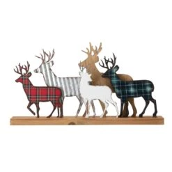 9.88 In. H Galvanized Metal/Wooden Reindeer Table Decor