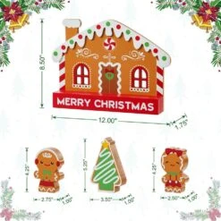 8.5 In. H Wooden Christmas Gingerbread House Table Decor (Set Of 4) -Christmas Decor Shop glitzhome christmas figurines 2009900064 4f 1000