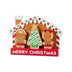 8.5 In. H Wooden Christmas Gingerbread House Table Decor (Set Of 4) -Christmas Decor Shop glitzhome christmas figurines 2009900064 c3 1000