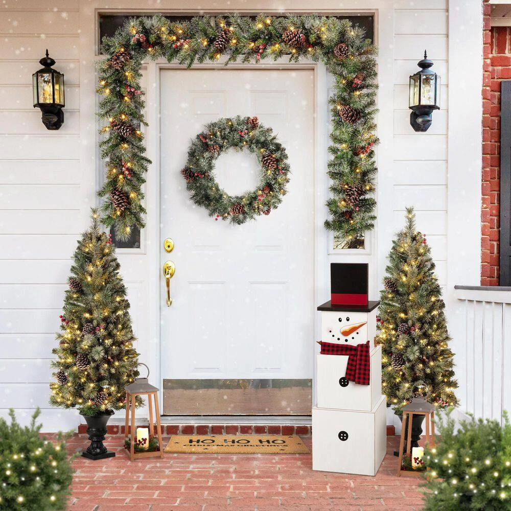 36.22 In. H Wooden Double-Sided Snowman/Scarecrow Porch Decor 4 36.22 In. H Wooden Double-Sided Snowman/Scarecrow Porch Decor - Image 2