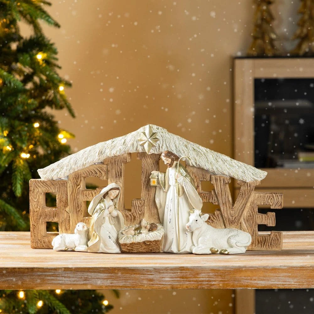 8 In. Resin BELIEVE Holy Family Christmas Figurine 10 8 In. Resin BELIEVE Holy Family Christmas Figurine - Image 8