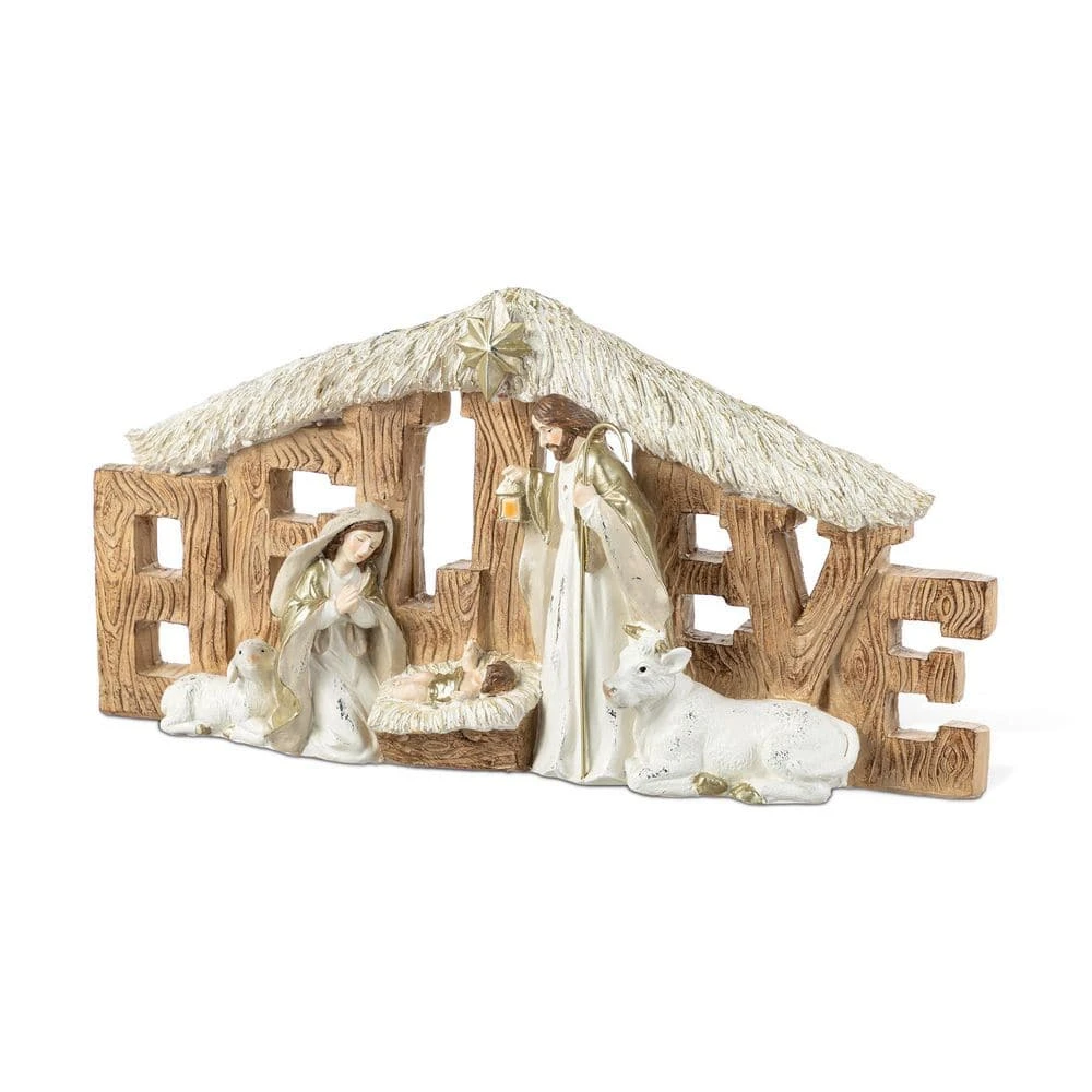 8 In. Resin BELIEVE Holy Family Christmas Figurine 3 8 In. Resin BELIEVE Holy Family Christmas Figurine